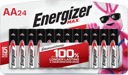 AA Batteries, MAX Double AA Battery Alkaline, 24 Count